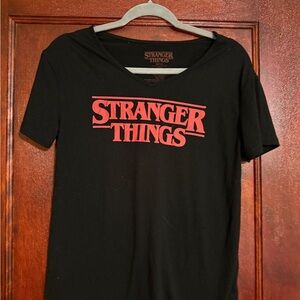 Stranger Things women’s small v neck Black Short Sleeve Tee